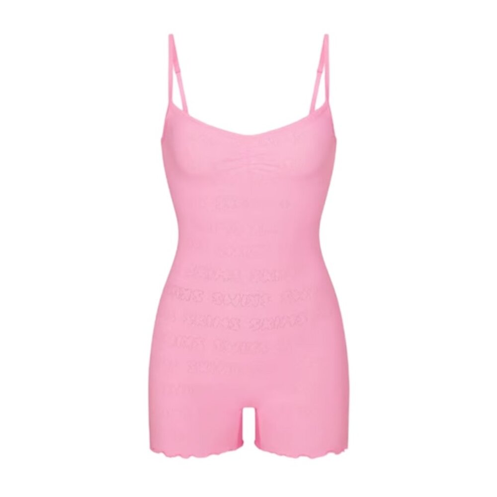 SKIMS Pink Pointelle Logo Onsie (NWT)
